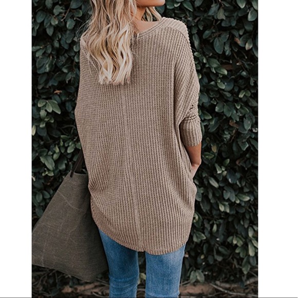 YVONNE KNITTED WAFFLE LIGHT WEIGHT KNOT TOP BEIGE - Picture 2 of 3